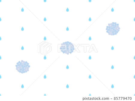 Illustration of seamless dot background of rain and hydrangea Illustration of seamless dot background of rain and hydrangea 85779470