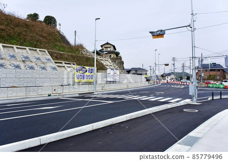 A new road near the opening of a rural area (road near completion) 85779496