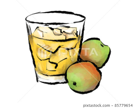 Illustration of plum wine drawn with a brush Illustration of plum wine drawn with a brush 85779654