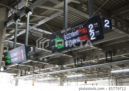 Electric bulletin board on the station platform (Tohoku-Hokkaido Hayabusa, English) 85779712