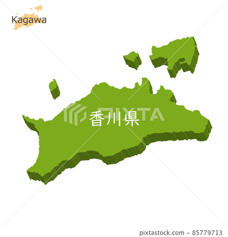 Three-dimensional map and icon of Kagawa Prefecture 85779713