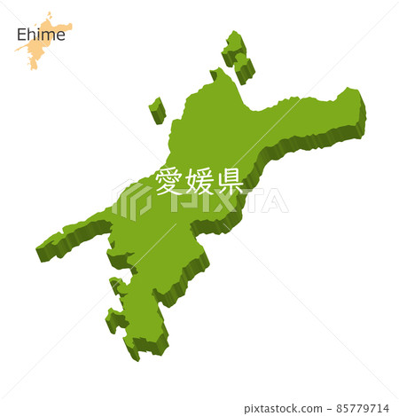 Three-dimensional map and icon of Ehime Prefecture 85779714