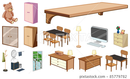 Set of interior furniture and decorations Set of interior furniture and decorations 85779782