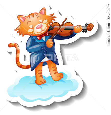 Cat playing violin on a cloud Cat playing violin on a cloud 85779786