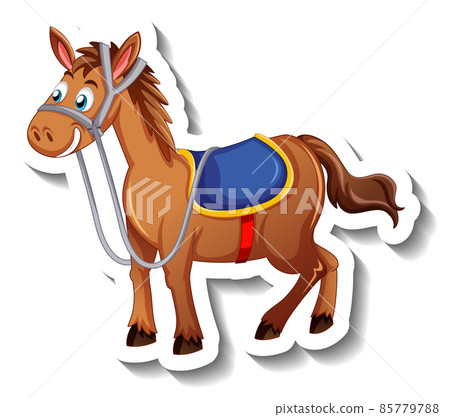 Horse with saddle cartoon character 85779788