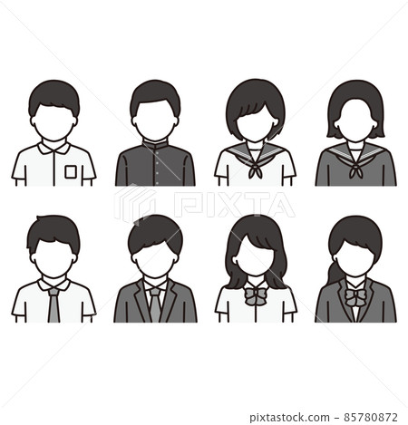 校服高中初中圖標單色插圖 校服高中初中圖標單色插圖 85780872