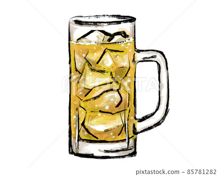 Highball illustration drawn with a brush 85781282