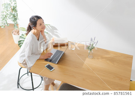 20多歲和30多歲的女性在家工作 85781561