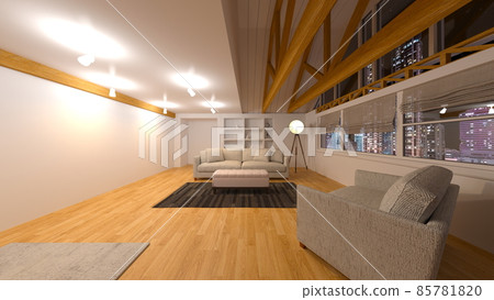 Living room with night view 85781820