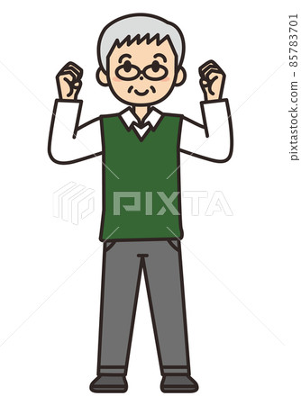 一個精力充沛的老人做輕度運動的插圖。 一個精力充沛的老人做輕度運動的插圖。 85783701