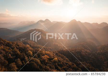 landscape mountain scenery in the evening 85784230