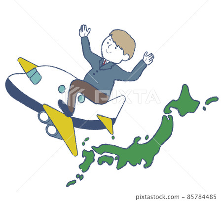A man who goes on a trip by plane 85784485