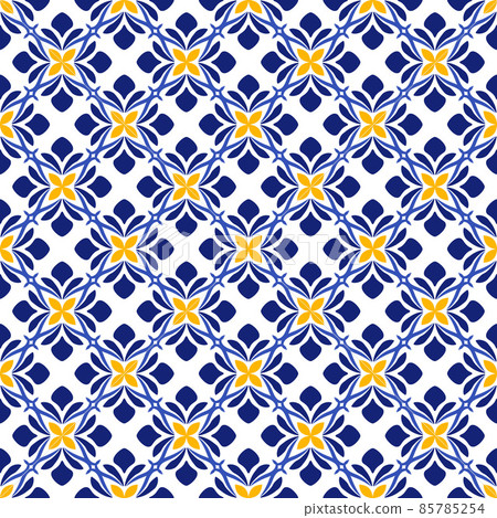 Azulejos portuguese traditional ornamental tile, blue and white seamless pattern 85785254