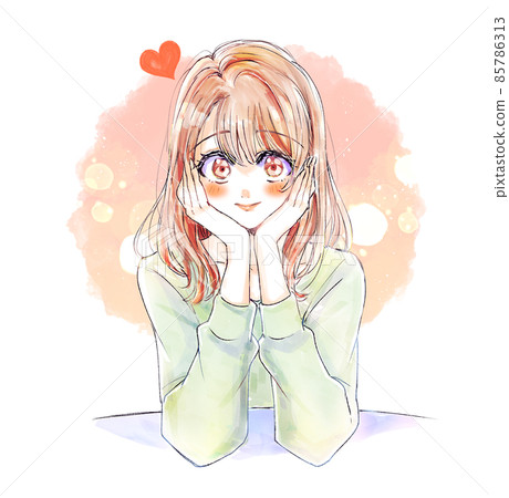 A woman in love with a cheek stick 85786313