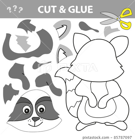 Cut and glue - Simple game for kids. Education game. Vector raccoon 85787097