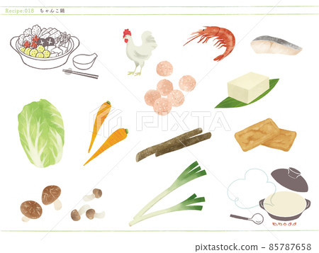 Classic hot pot-Chanko hot pot ingredients illustration 85787658