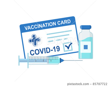 Vaccine passport icon. Travel immune passport. Covid-19 immunity certificate for shopping. 85787722