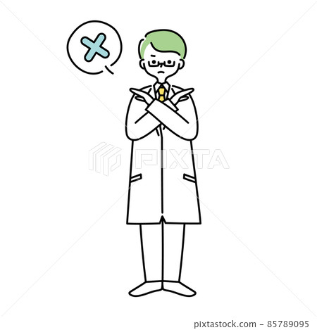 Illustration of a man in a white coat giving an NG sign Illustration of a man in a white coat giving an NG sign 85789095