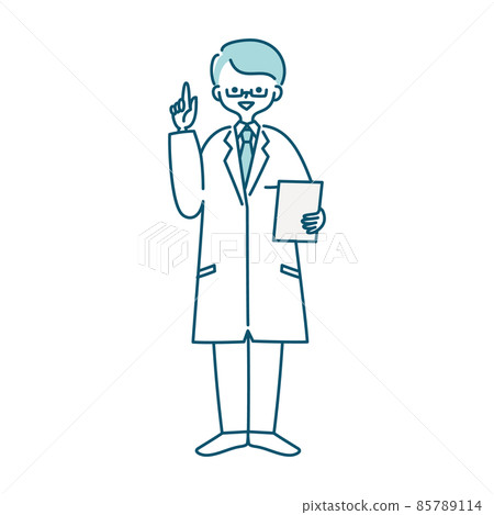 Illustration of a man in a white coat sticking his finger Illustration of a man in a white coat sticking his finger 85789114