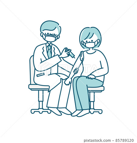 Illustration of vaccination (with mask) Illustration of vaccination (with mask) 85789120