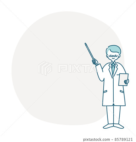 Frame illustration of a man in a white coat holding a pointer 85789121
