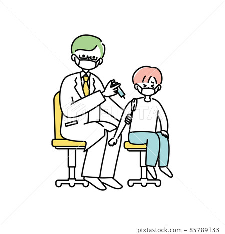 Illustration of vaccination (with mask) Illustration of vaccination (with mask) 85789133