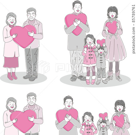 Family with a smile with a heart_Simple color_Winter clothes_Set 85789761