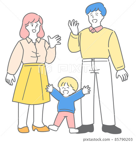 幸福的家庭色彩全身插圖 85790203