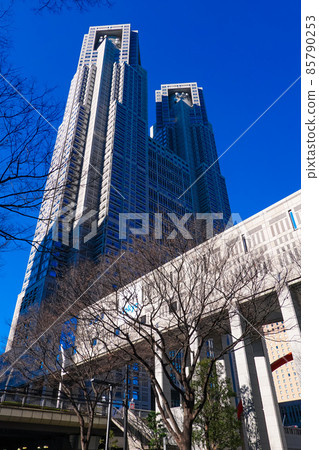 聳立在藍天下的東京都廳(東京都新宿區) 聳立在藍天下的東京都廳(東京都新宿區) 85790253