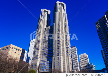 聳立在藍天下的東京都廳(東京都新宿區) 聳立在藍天下的東京都廳(東京都新宿區) 85790255