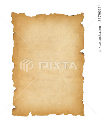 Old mediaeval paper sheet. Parchment scroll isolated on white 85790924