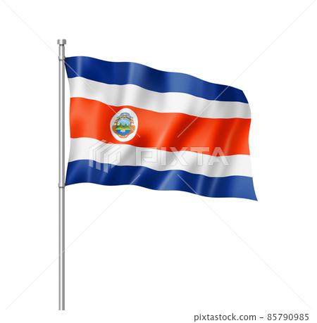 Costa Rican flag isolated on white 85790985