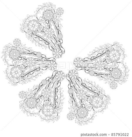 Henna tattoo doodle elements on white background. Mehendi flowers. Abstract floral elements in Indian style. Ethnic ornament, coloring book. Henna tattoo doodle elements on white background. Mehendi flowers. Abstract floral elements in Indian style. Ethnic ornament, coloring book. 85791022