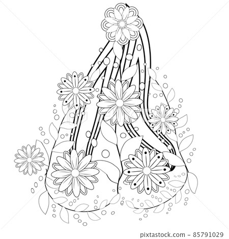 Henna tattoo doodle elements on white background. Mehendi flowers. Abstract floral elements in Indian style. Ethnic ornament, coloring book. 85791029