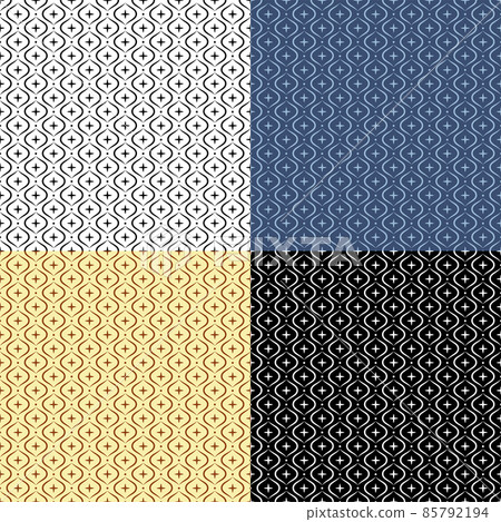 Set of oriental geometric SEAMLESS patterns with diamonds and dots. Ornates for decoration and printing on fabric. Design element. Vector 85792194