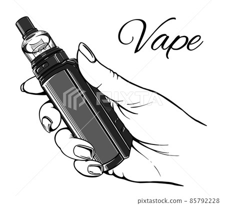 Sketch vape hand vector on a white background... - Stock Illustration ...