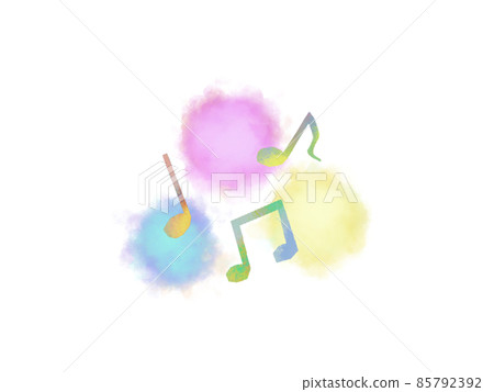 Musical note 5 illustrations watercolor pastel colors 85792392