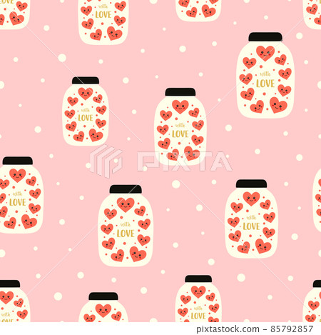 valentines seamless pattern of cute bottle with hearts valentines seamless pattern of cute bottle with hearts 85792857