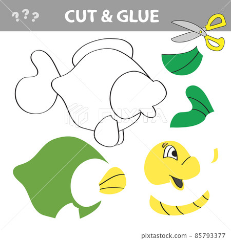 Cut and glue - Simple game for kids. Paper game for kids. Simple kid with Fish Cut and glue - Simple game for kids. Paper game for kids. Simple kid with Fish 85793377