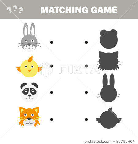 Shadow matching game with animals. Vector... - Stock Illustration ...