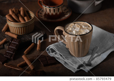Hot chocolate with marshmello Hot chocolate with marshmello 85793479