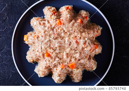 meat aspic, jellied slow cooked meat on a plate meat aspic, jellied slow cooked meat on a plate 85793748