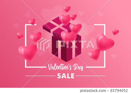 Festive Card for Happy Valentine's Day. On Pink Color Background. 85794052