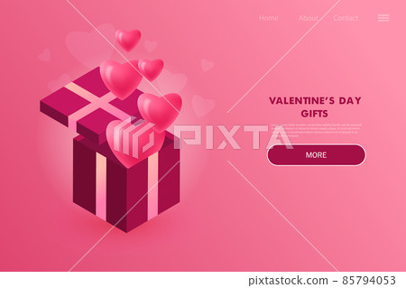 Surprise gift box with ribbon and Hearts. Valentine s Day design. Surprise gift box with ribbon and Hearts. Valentine s Day design. 85794053