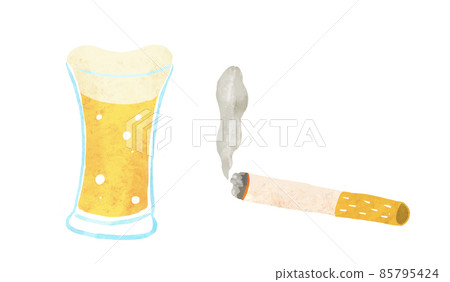 Illustration of liquor and cigarettes 85795424