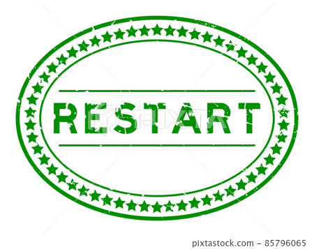 Grunge green restart word oval rubber seal stamp on white background Grunge green restart word oval rubber seal stamp on white background 85796065