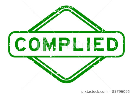 Grunge green complied word rubber square seal stamp on white background 85796095