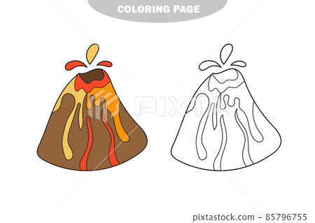 Simple coloring page. Simple children coloring book - volcano. Vector 85796755