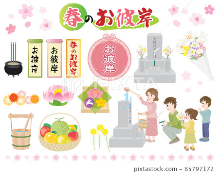 Illustration set of spring equinoctial week 85797172