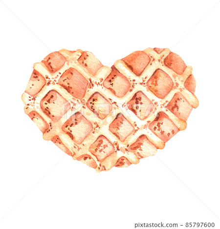 Watercolor waffle heart for Valentine's Day 85797600